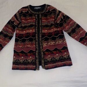 Vintage Women’s Icelandic Design Cardigan Sweater Wool Blend Lined Size Small